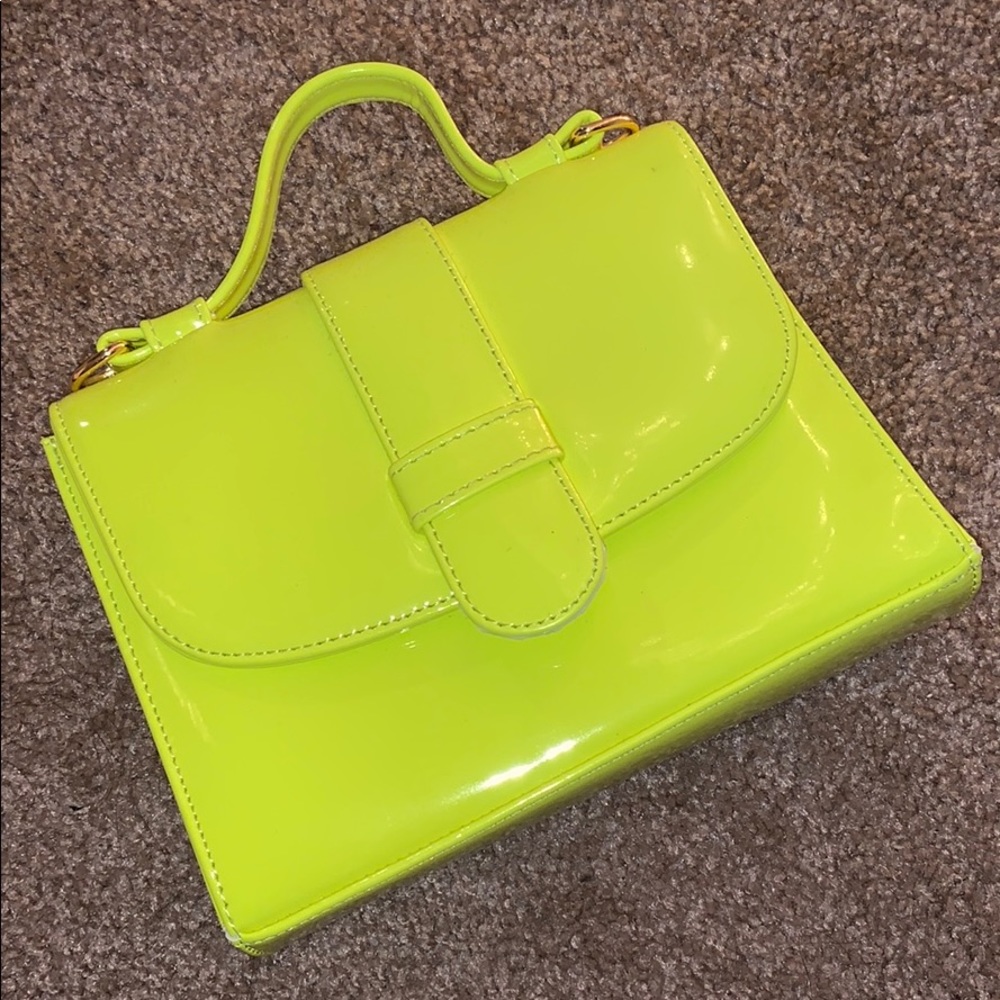 BOOHOO Neon Yellow Tab Small Tote Bag